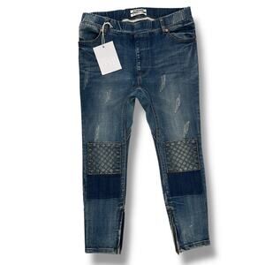 One Teaspoon Killers Distressed Denim Jeans Size S Drop Crotch Skinny Zip Cuff